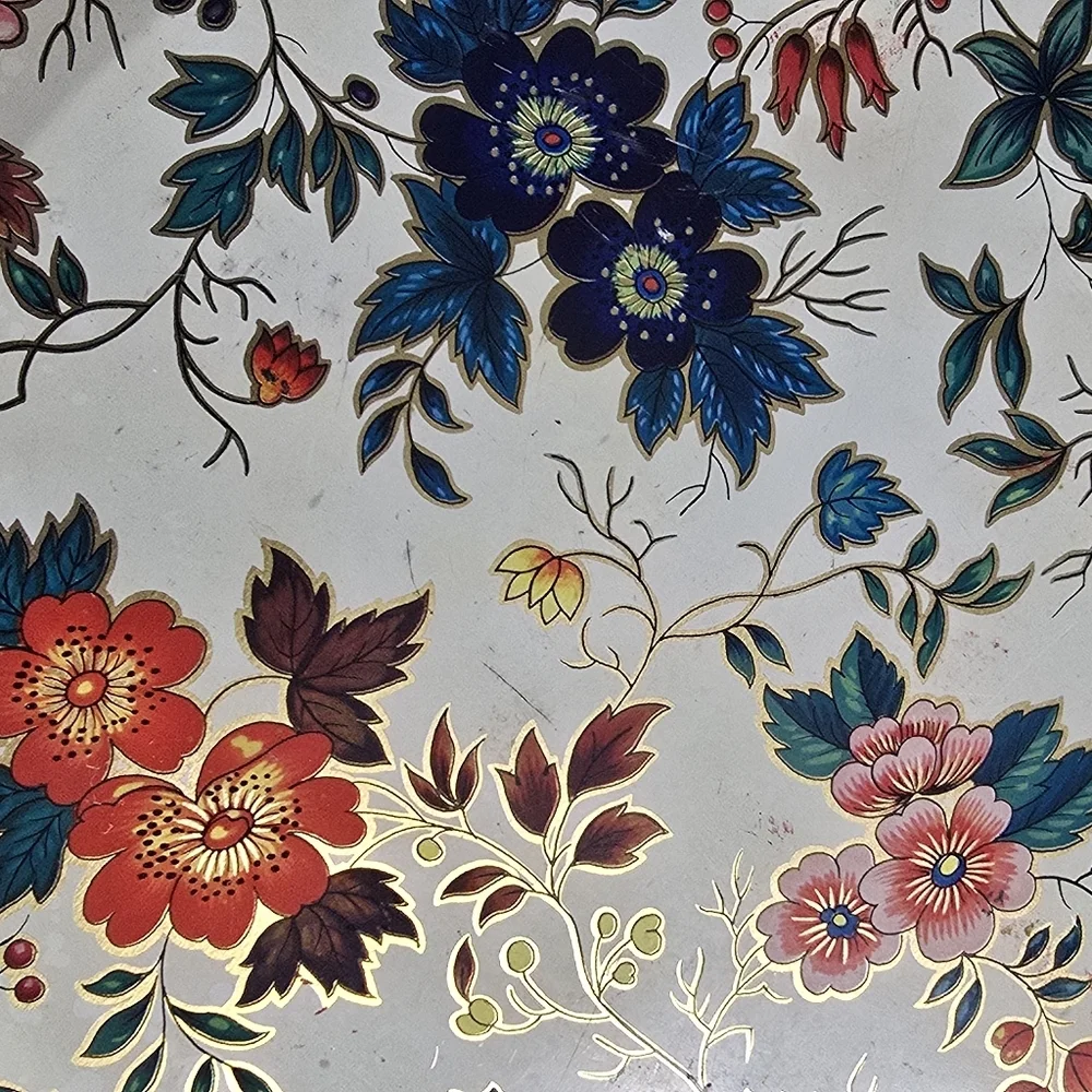 Vintage 70s Floral Daher Decorated Ware Round Tin Tray